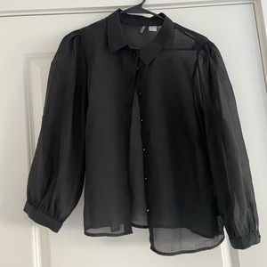 Shear button down top